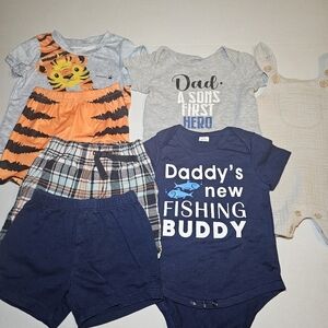 Baby Boy Clothes Lot 6 9 Mos Fishing Dad Bodysuits Shorts